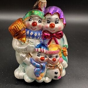 2000 CHRISTOPHER RADKO WINTER PORTRAIT ORNAMENT 00-041-0 SNOWMAN FAMILY 4.5"